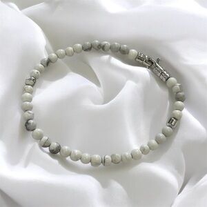 Mejuri Howlite and Silver Beaded Bracelet